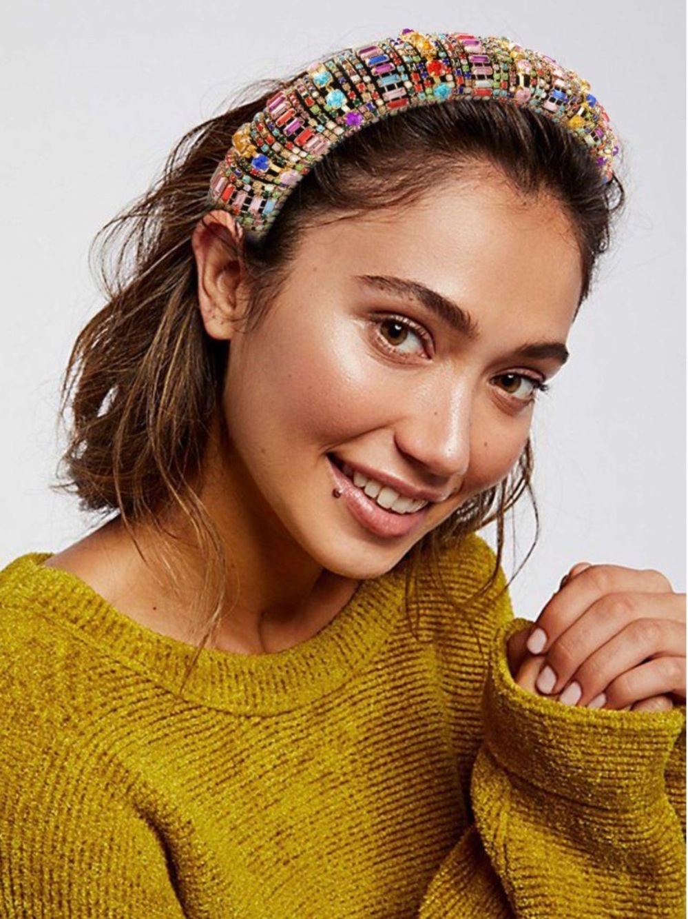 Thick rhinestone jewel handmade headband